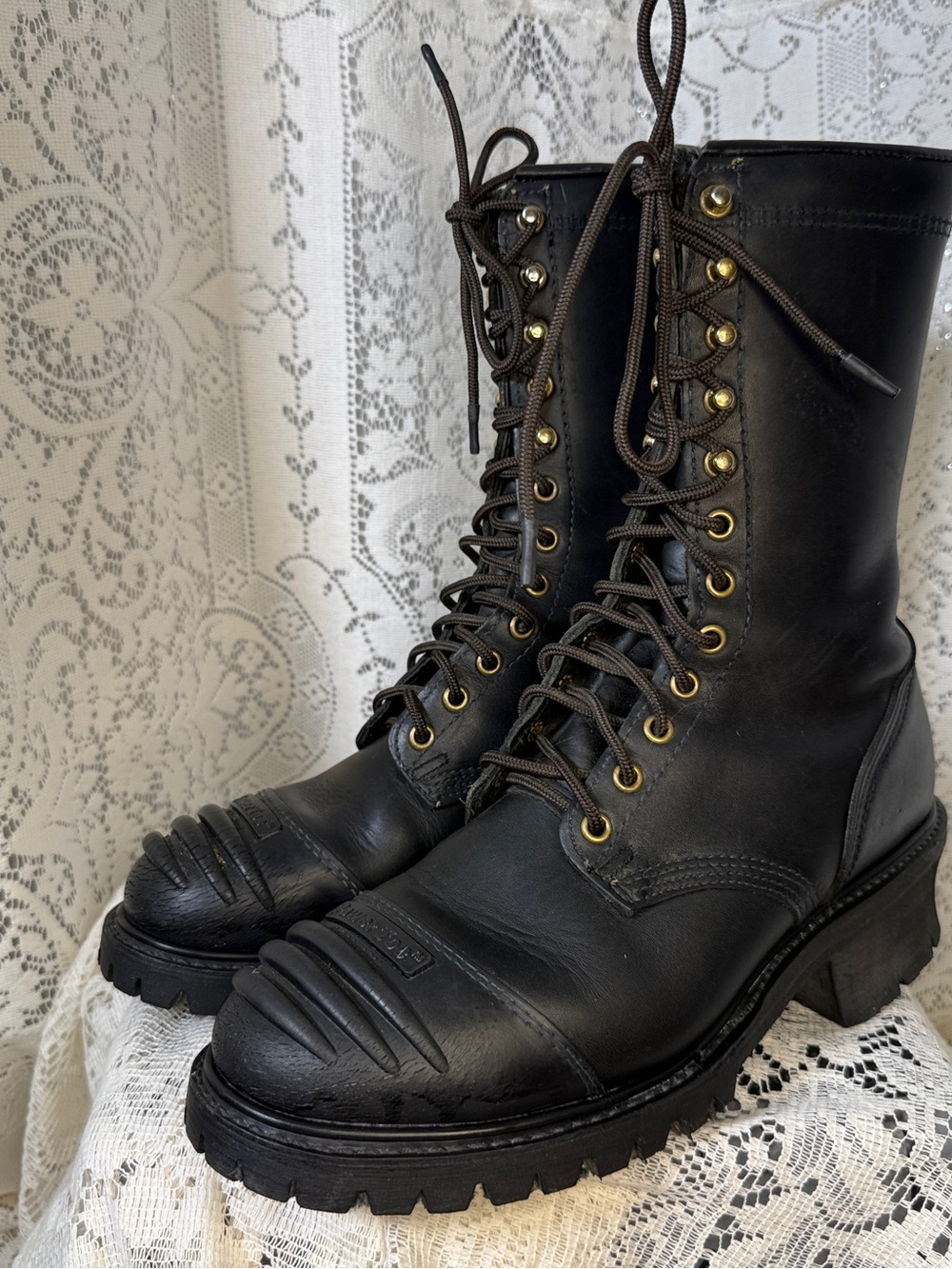 Black Men's Lace-Up Combat Boots